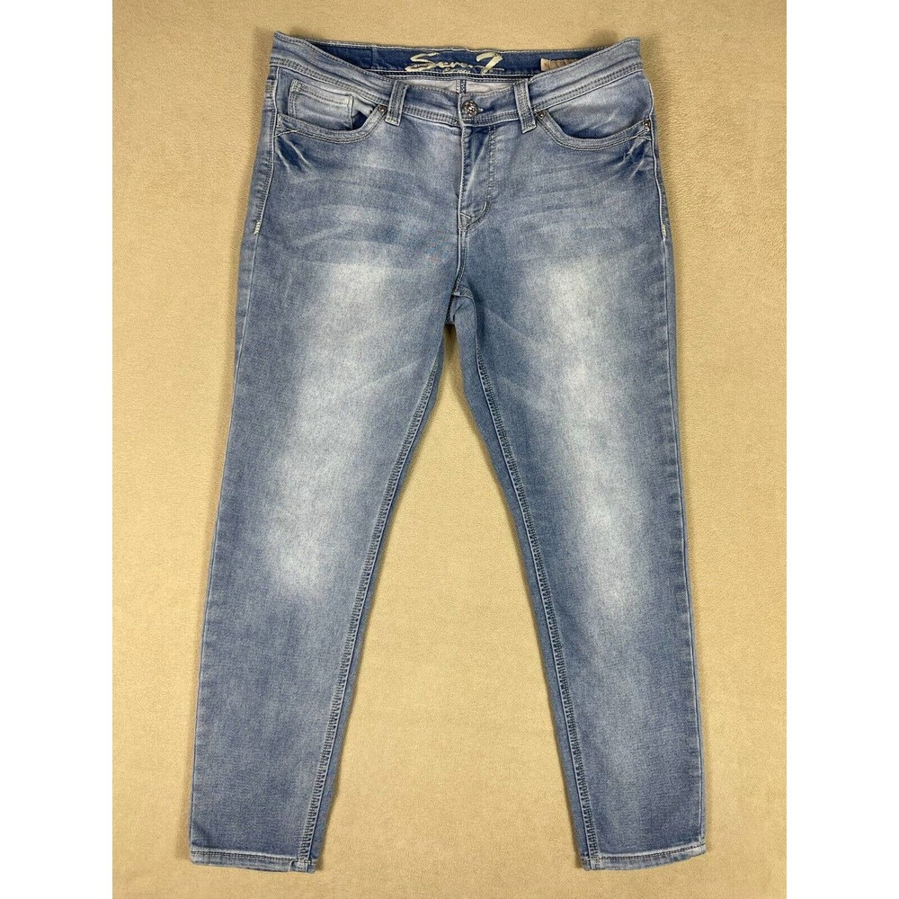 Seven7 Girlfriend Jeans Womens 8 Mid Rise‎ Stretch Blue Denim Regular Fit